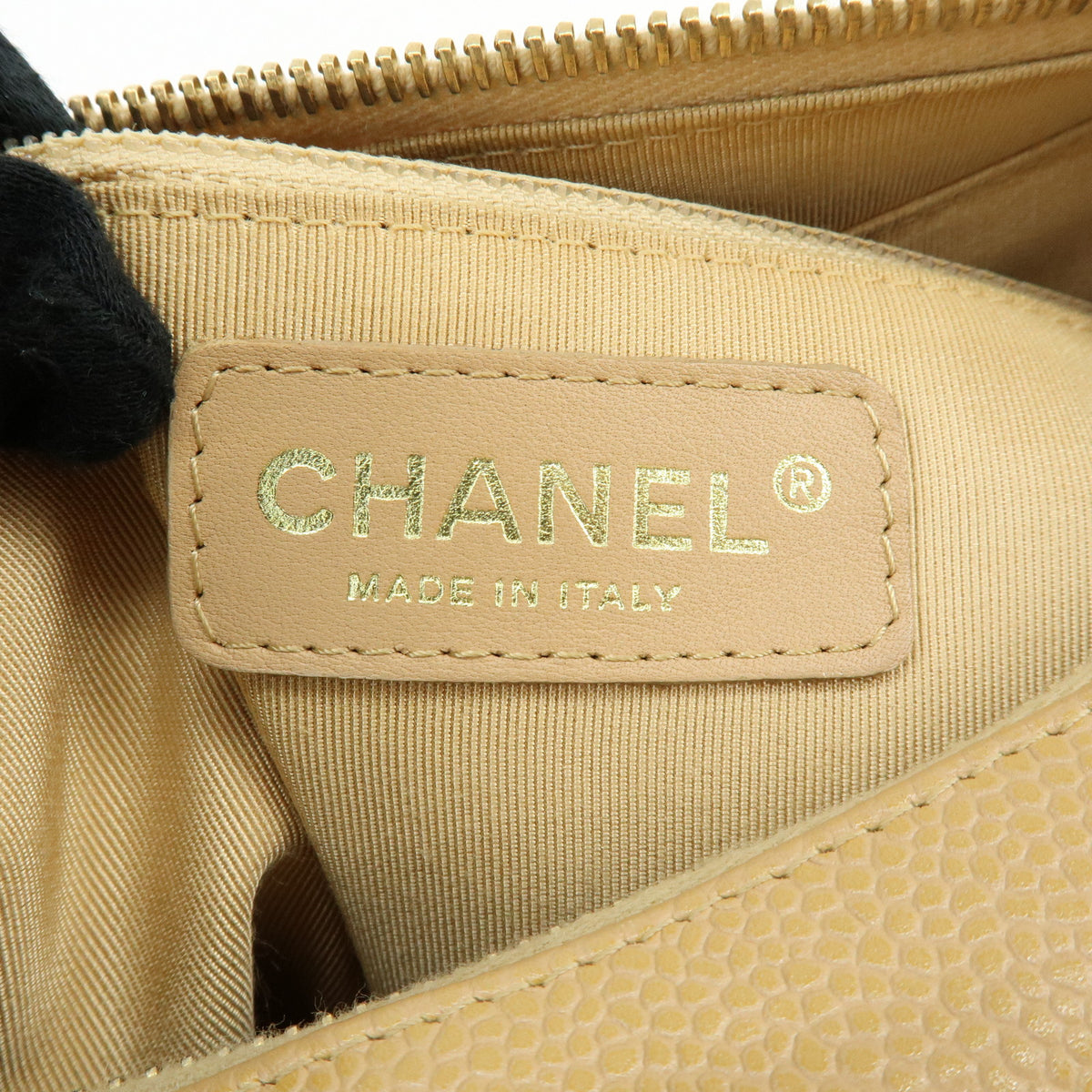 CHANEL COCO Mark Matelasse Caviaskin Chain Shoulder Bag Beige A20993