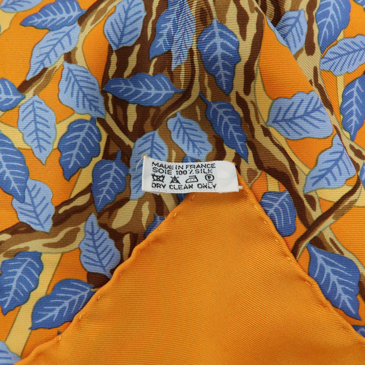 HERMES Carre 90 Silk 100% Scarf AXIS MUNDI Orange Blue Brown
