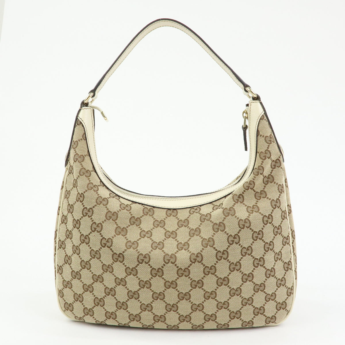 GUCCI GG Canvas Leather Shoulder Bag Hand Bag Beige White 153010