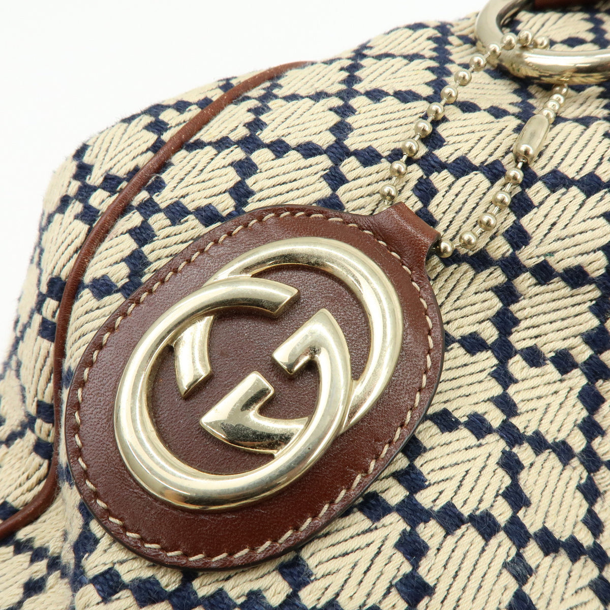 GUCCI Sukey Diamante Interlocking G GG Canvas Leather Hand Bag 211944