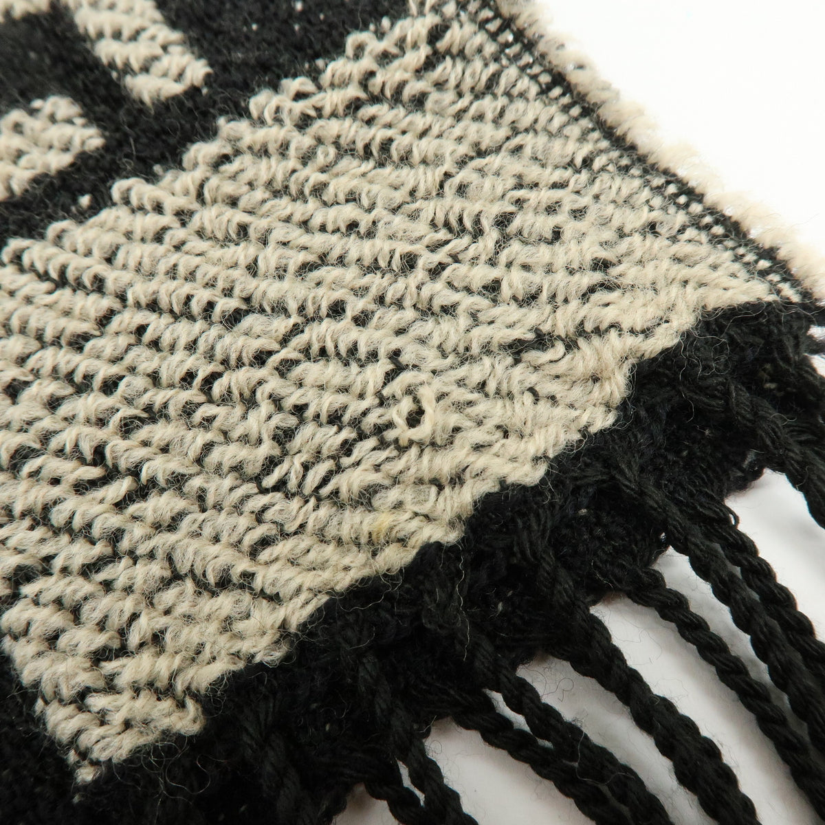 FENDI Zucca FF Logo Acrylic Wool Scarf Shawl Beige Black