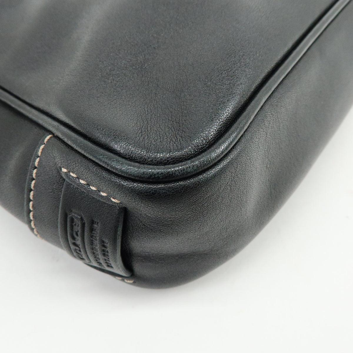COACH Logo Leather Shoulder Bag Hand Bag Black 7789