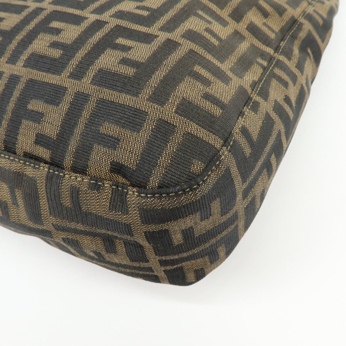 FENDI Zucca Canvas Leather Shoulder Bag Hand Bag Brown