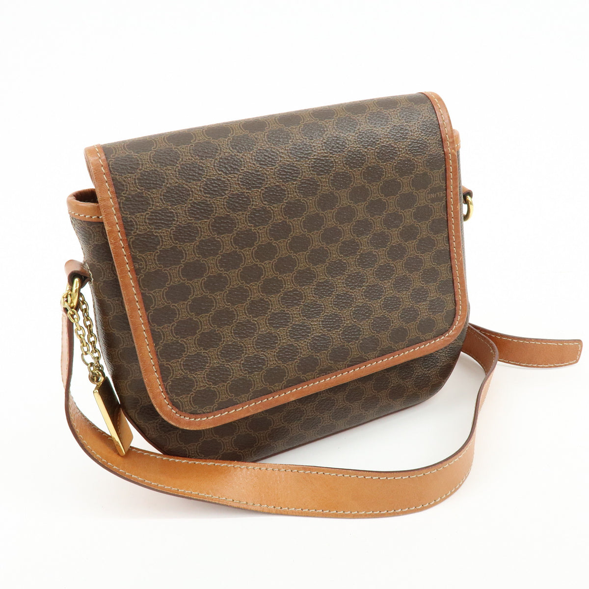 CELINE Macadam PVC Leather Shoulder Bag Crossbody Bag Brown