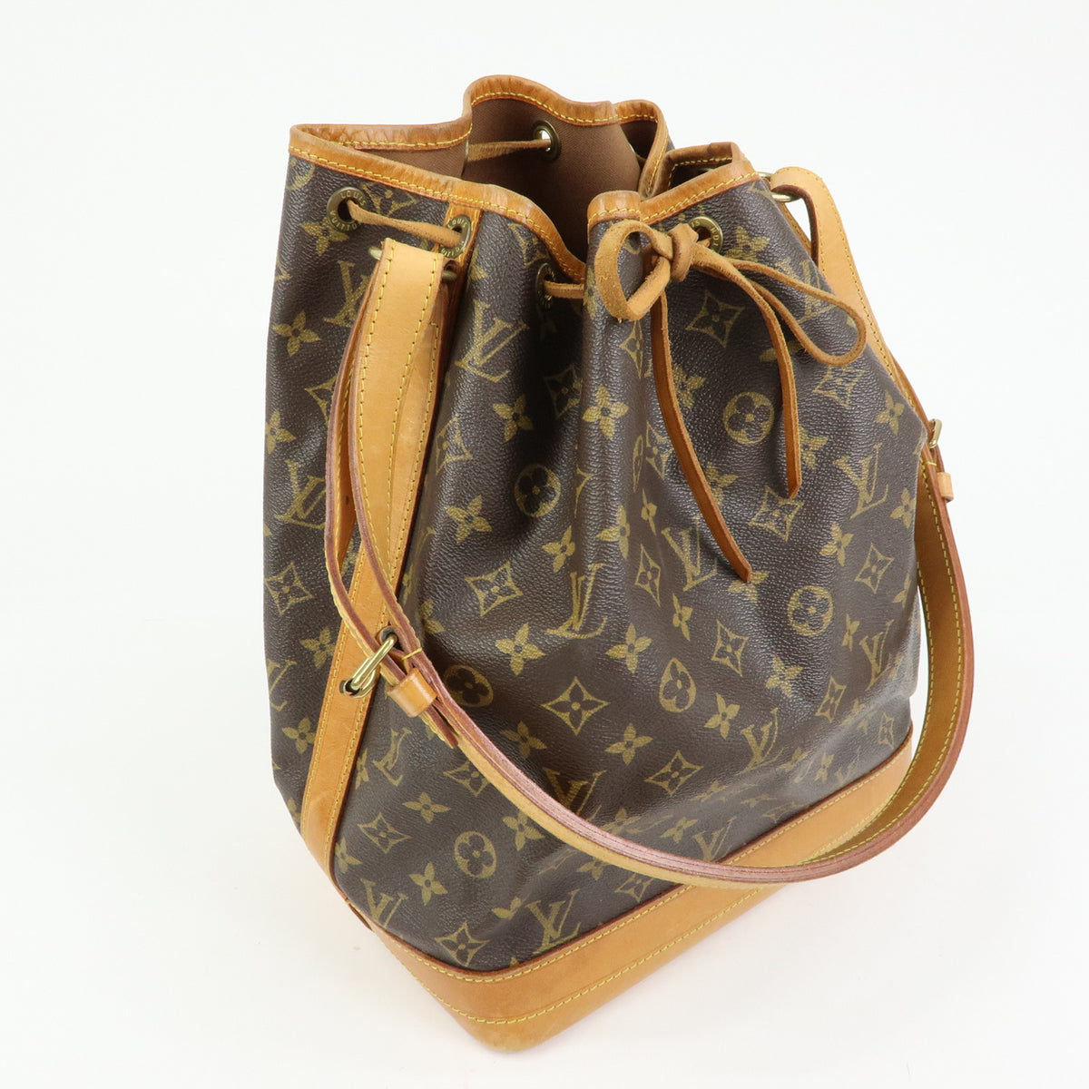 Louis Vuitton Monogram Noe Canvas Leather Shoulder Bag Brown M42224