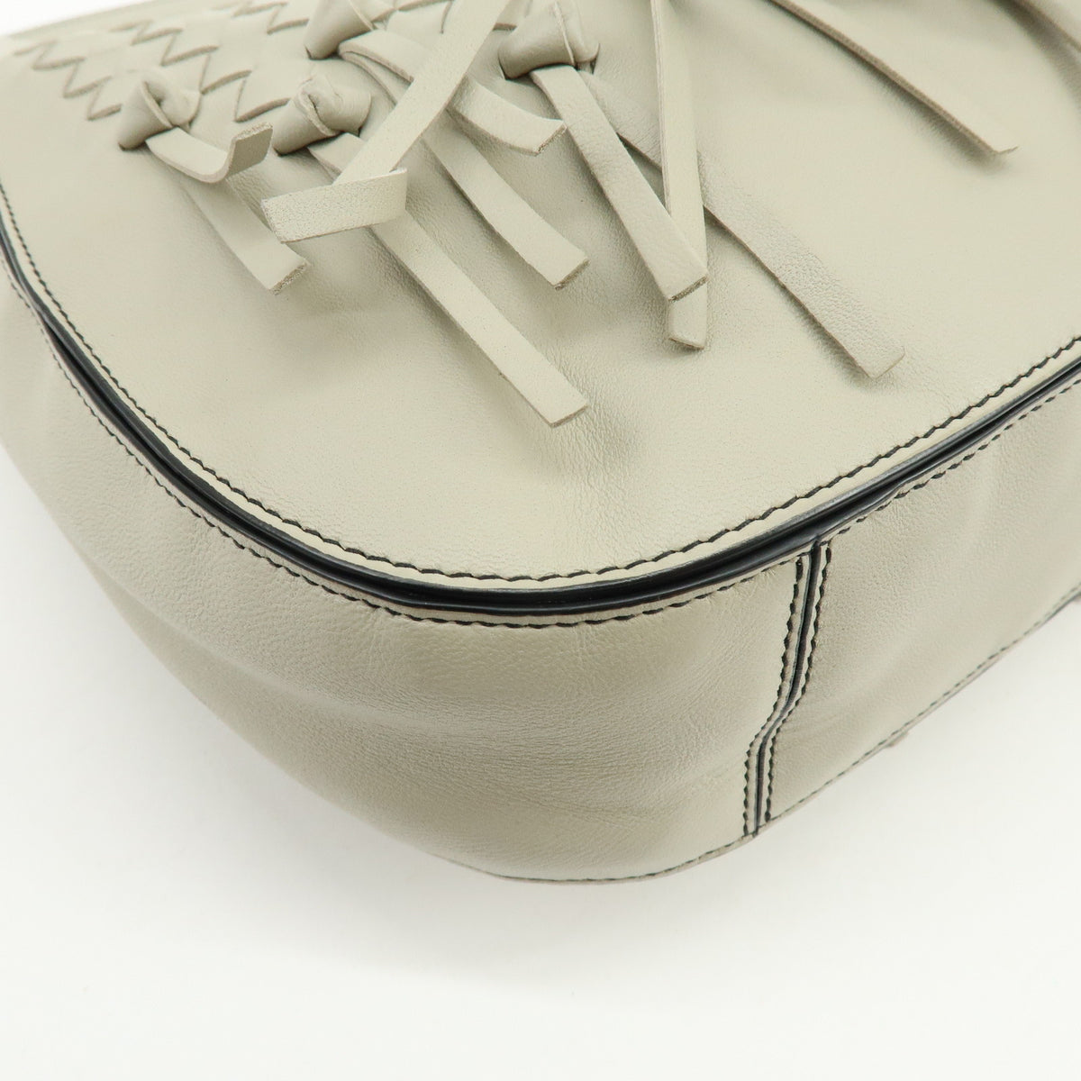 BOTTEGA VENETA Intrecciato Nappa Leather Shoulder Bag Ivory 118965