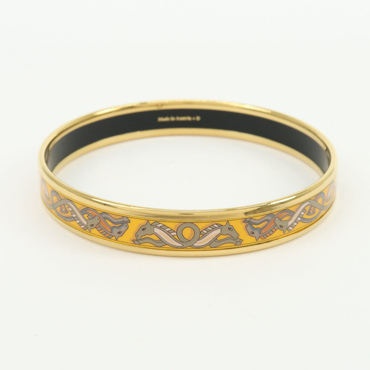 HERMES Email PM Gold Plated Bracelet Bangle Yellow Gold