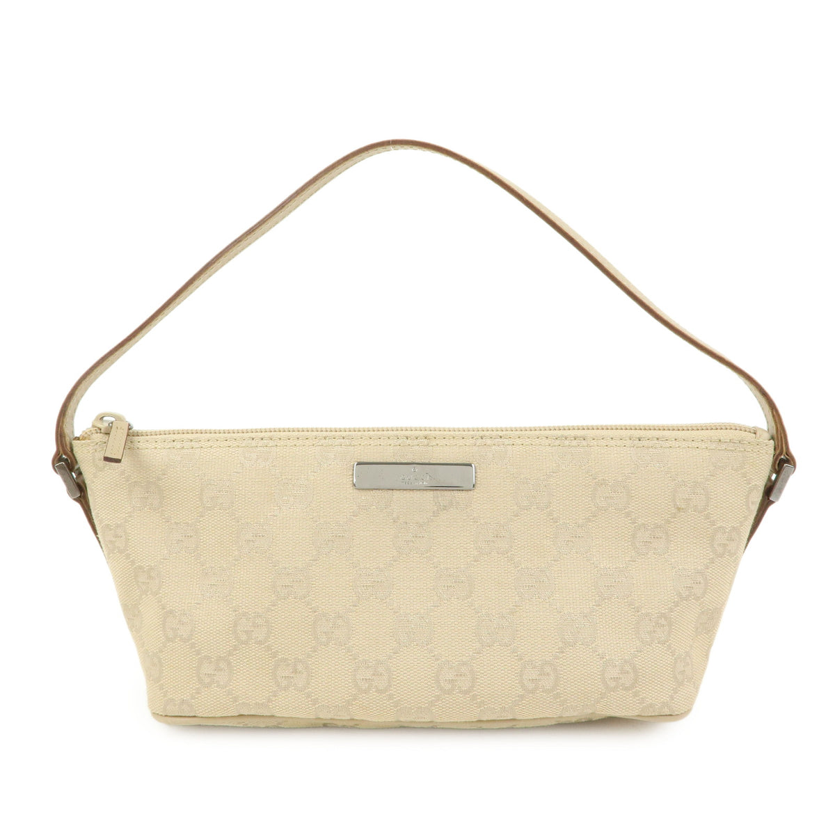 GUCCI Boat Bag GG Canvas Hand Bag Accessory Pouch Beige 07198