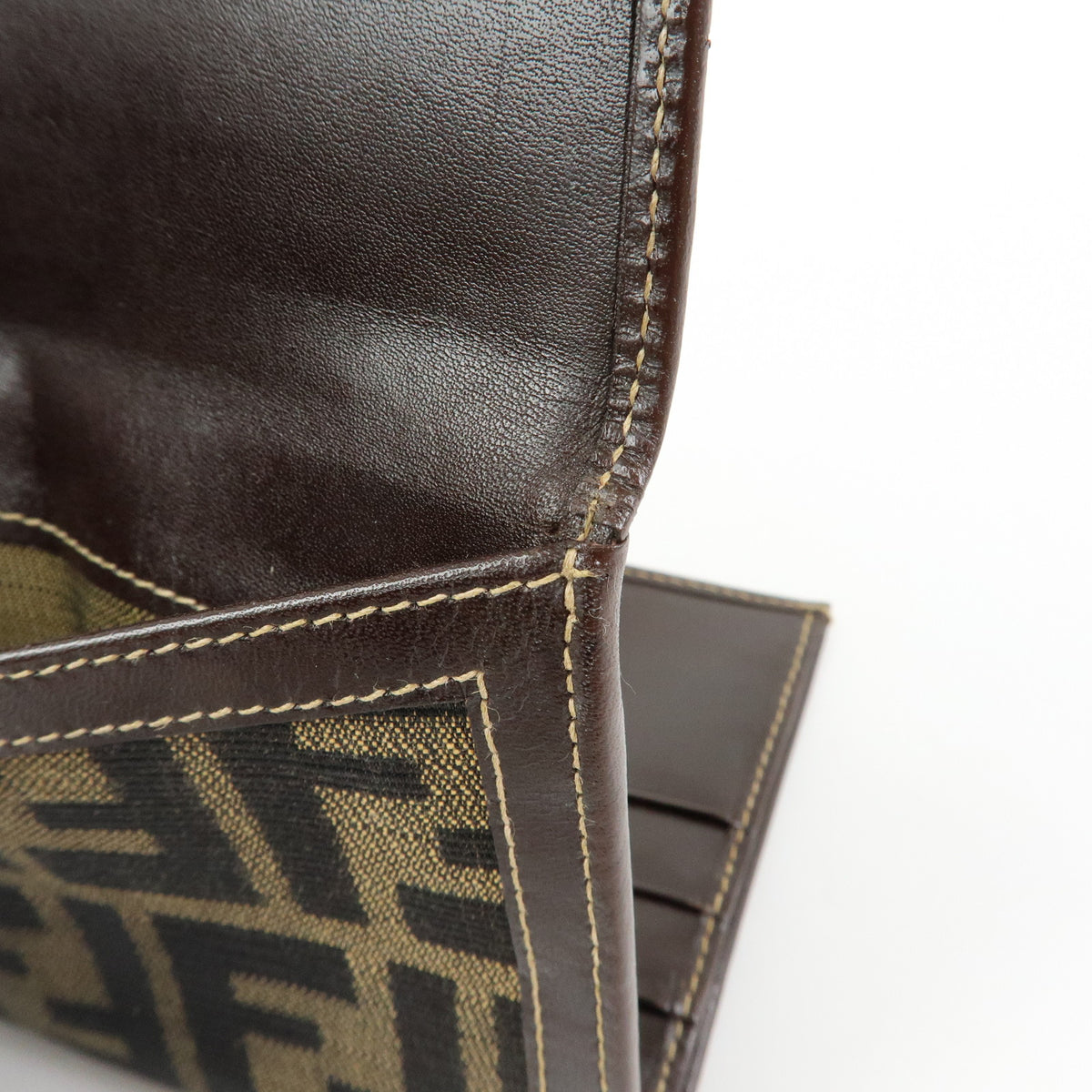 FENDI Zucca Canvas Leather Long Wallet Brown 2804 30806