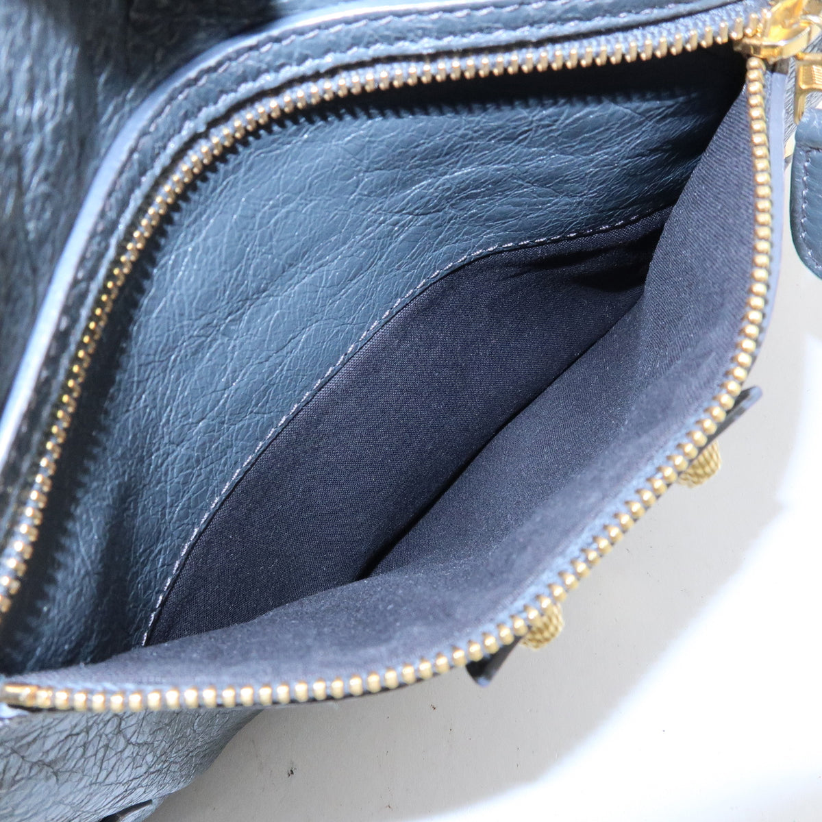 BALENCIAGA City Giant Motor Clutch Bag Leather Pouch Gray 370994