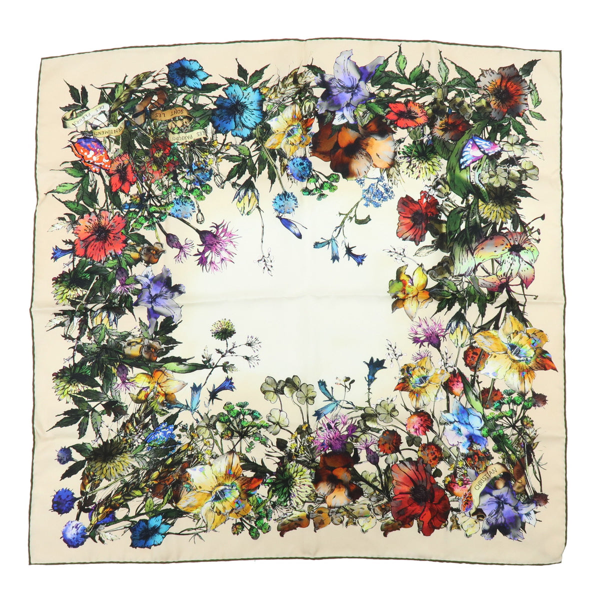 Christian Dior Silk 100% Scarf D Millefiori Multicolor