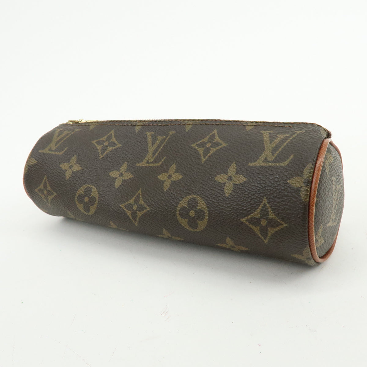 Louis Vuitton Monogram Trousse Ronde Pen Case Pouch Brown M47630