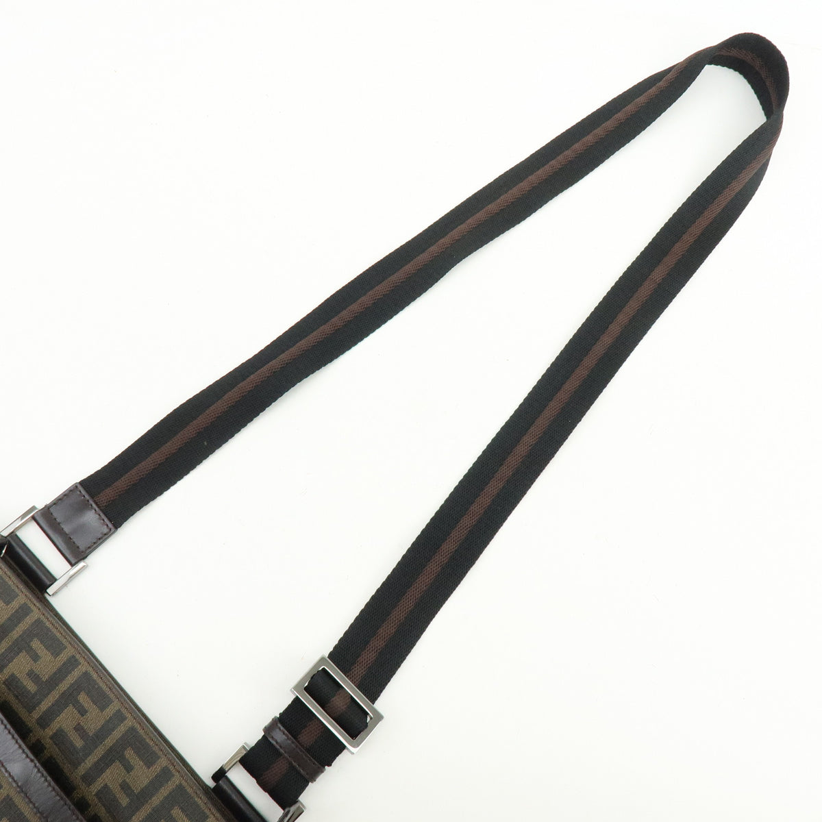 FENDI Zucca PVC Coated Canvas Leather Shoulder Bag Brown 7VA348