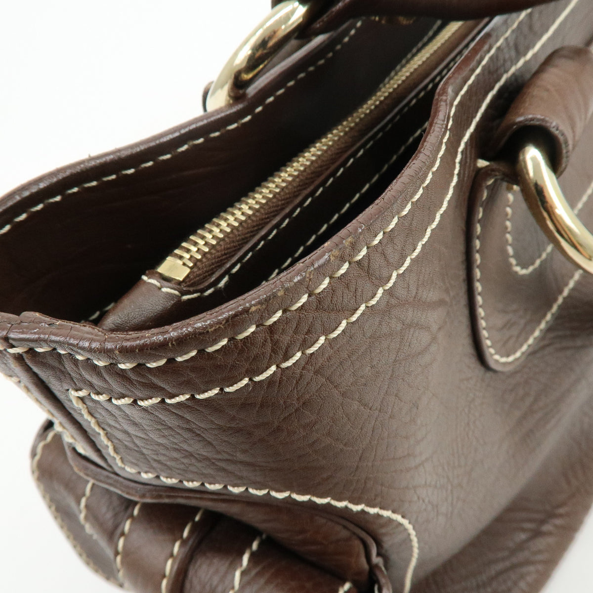 CELINE Boogie Bag Leather Hand Bag Brown