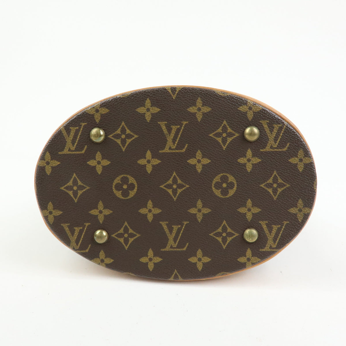 Louis Vuitton Monogram Canvas Leather Bucket PM Hand Bag Brown M42238