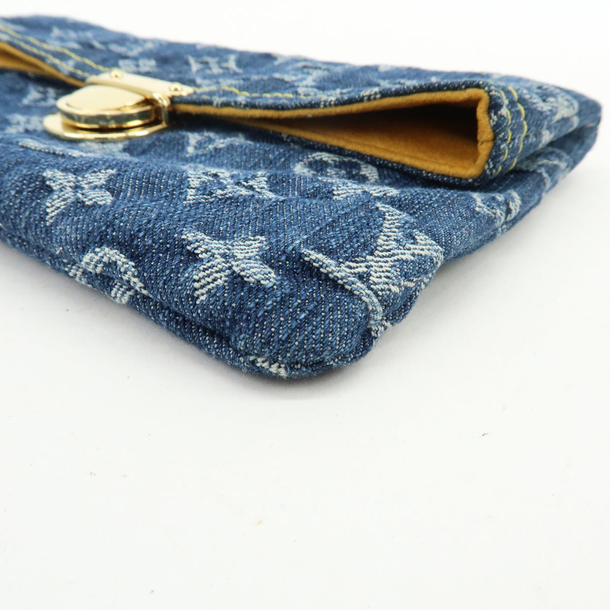 Louis Vuitton Monogram Denim Pochette Plat Pouch Clutch Bag M95007