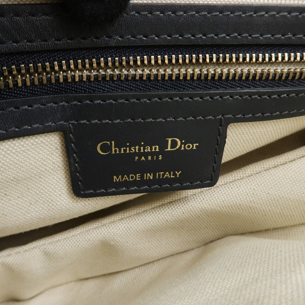 Christian Dior Saddle Oblique Jaquard Canvas Leather Shoulder Bag Navy