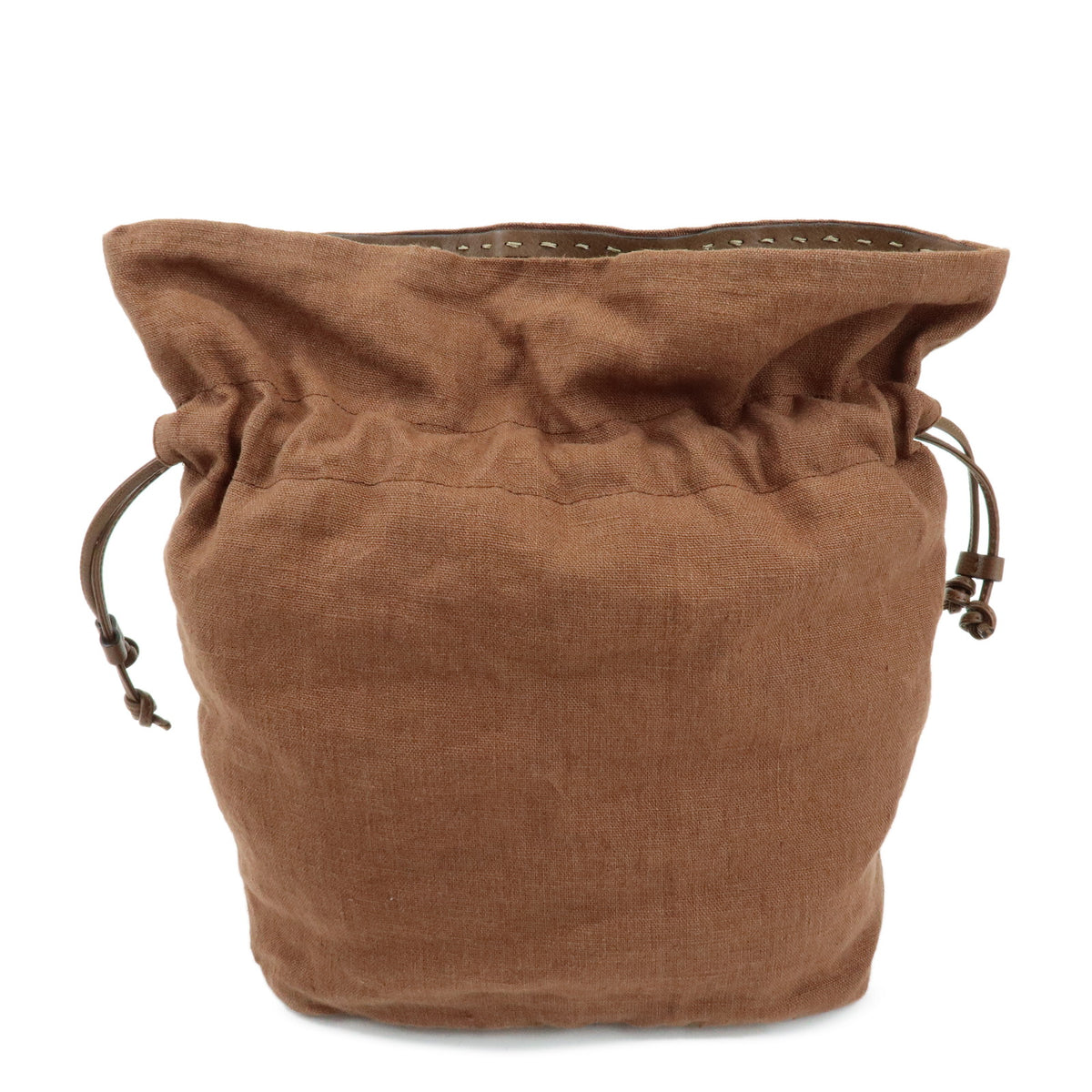 FENDI Zucca Roll Small Raffia Leather Tote Shoulder Bag Brown 8BH424