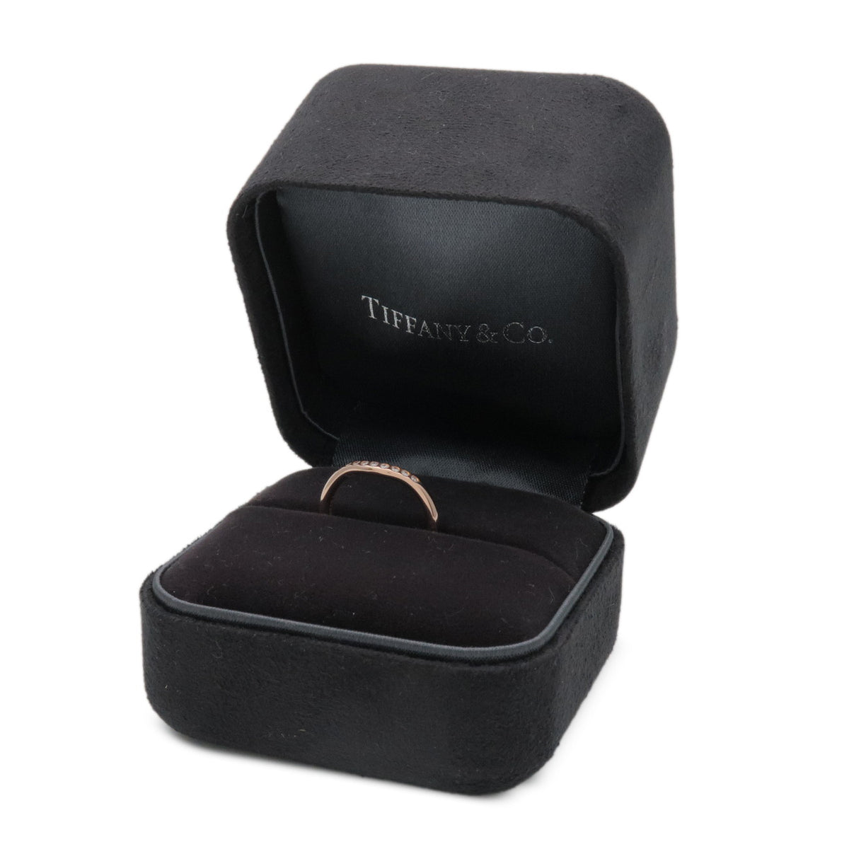 Tiffany & Co Curved Band 9P Diamond Ring K18 750PG Rose Gold US3.75