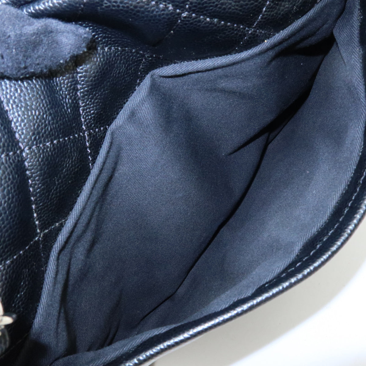 CHANEL COCO Mark Caviarskin Chain Shoulder Bag Black Silver