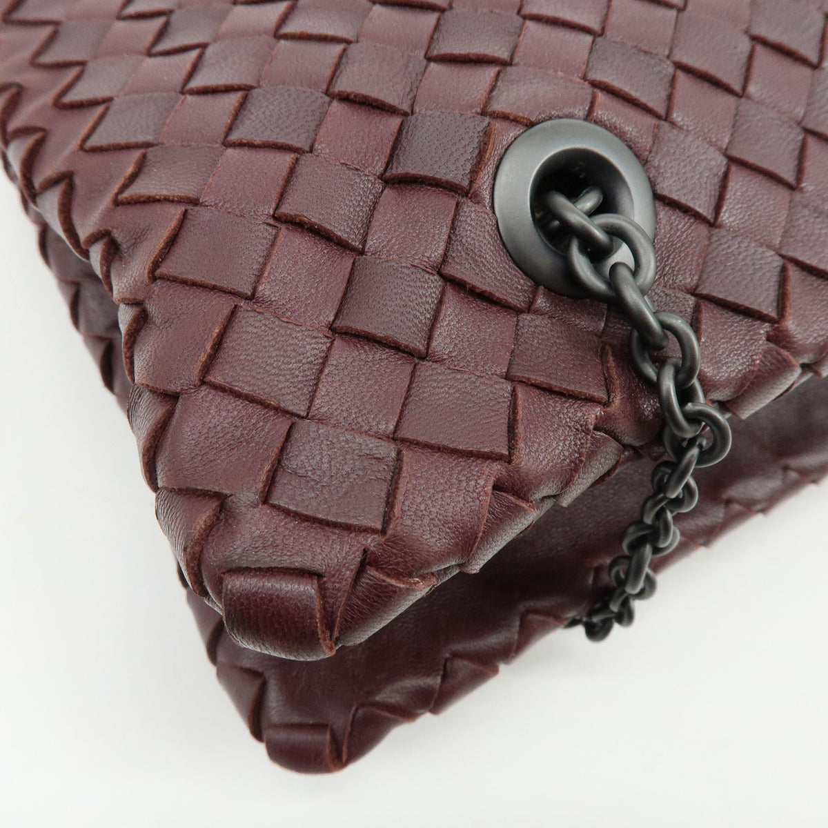 BOTTEGA VENETA intrecciato Leather Shoulder Bag Bordeaux Wine Red