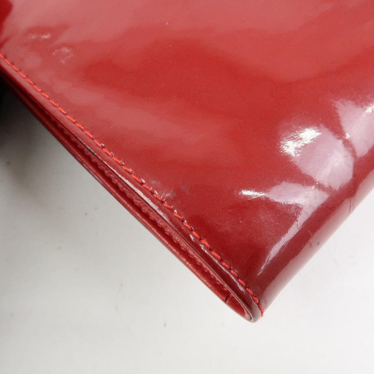 CHANEL COCO Mark Patent Leather Chain Shoulder Bag Phone Case Red Gold