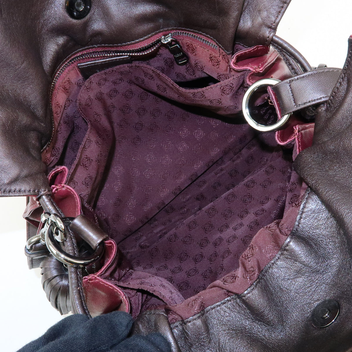 LOEWE Anagram Nappa Leather Shoulder Bag Crossbody Bag Purple