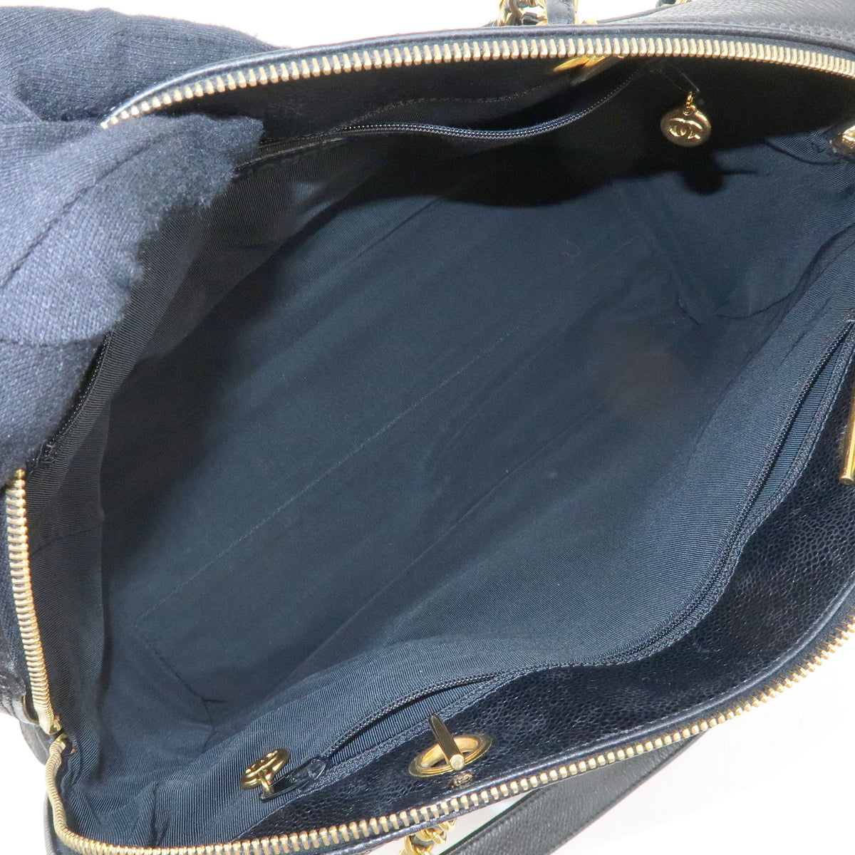 CHANEL COCO Mark Caviarskin Chain Shoulder Bag Tote Bag Black A10492