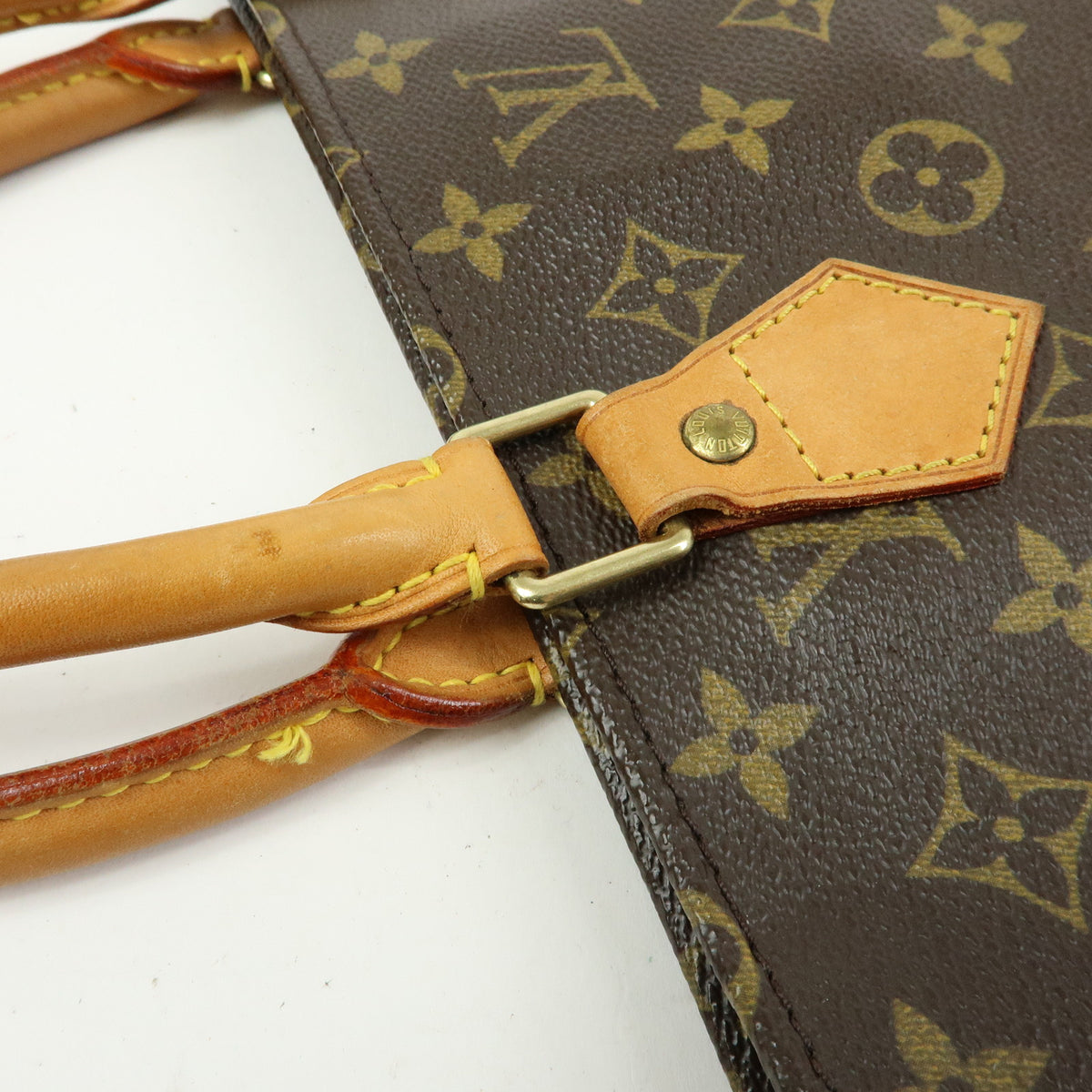 Louis Vuitton Monogram Sac Plat Tote Bag Hand Bag Brown M51140