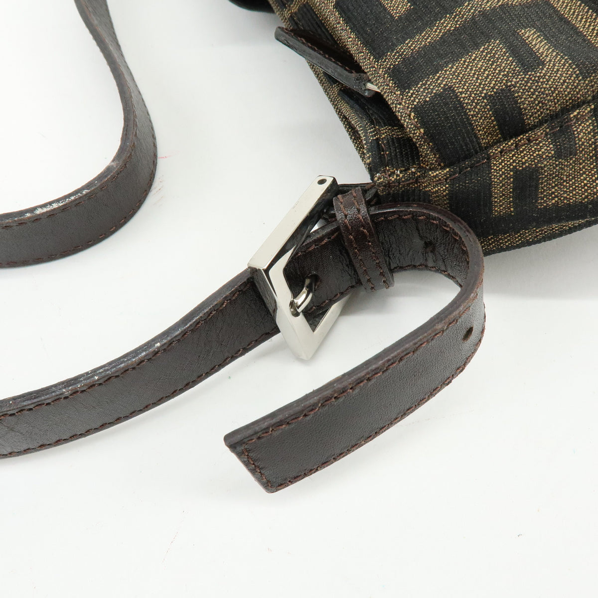FENDI Zucca Canvas Leather Hand Bag Shoulder Bag Brown 26722