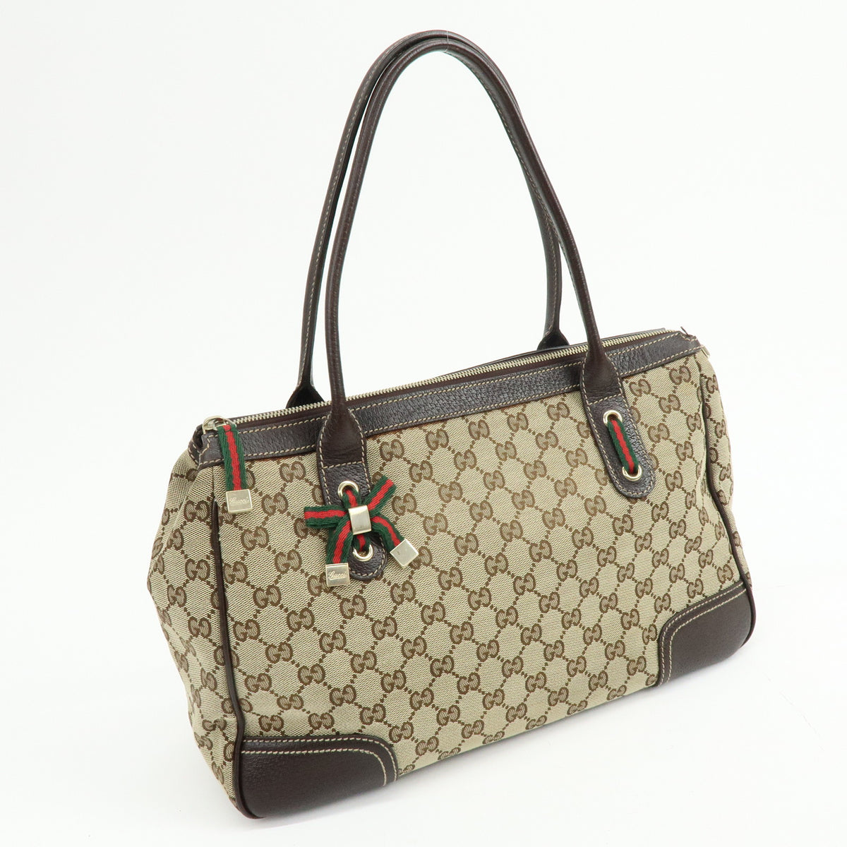 GUCCI Sherry GG Canvas Leather Shoulder Bag Tote Bag Brown Beige 177052
