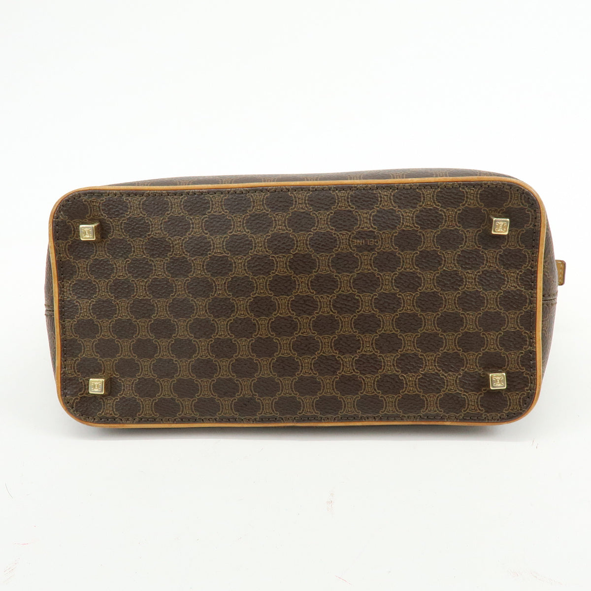 CELINE Macadam PVC Leather Hand Bag Shoulder Bag Brown