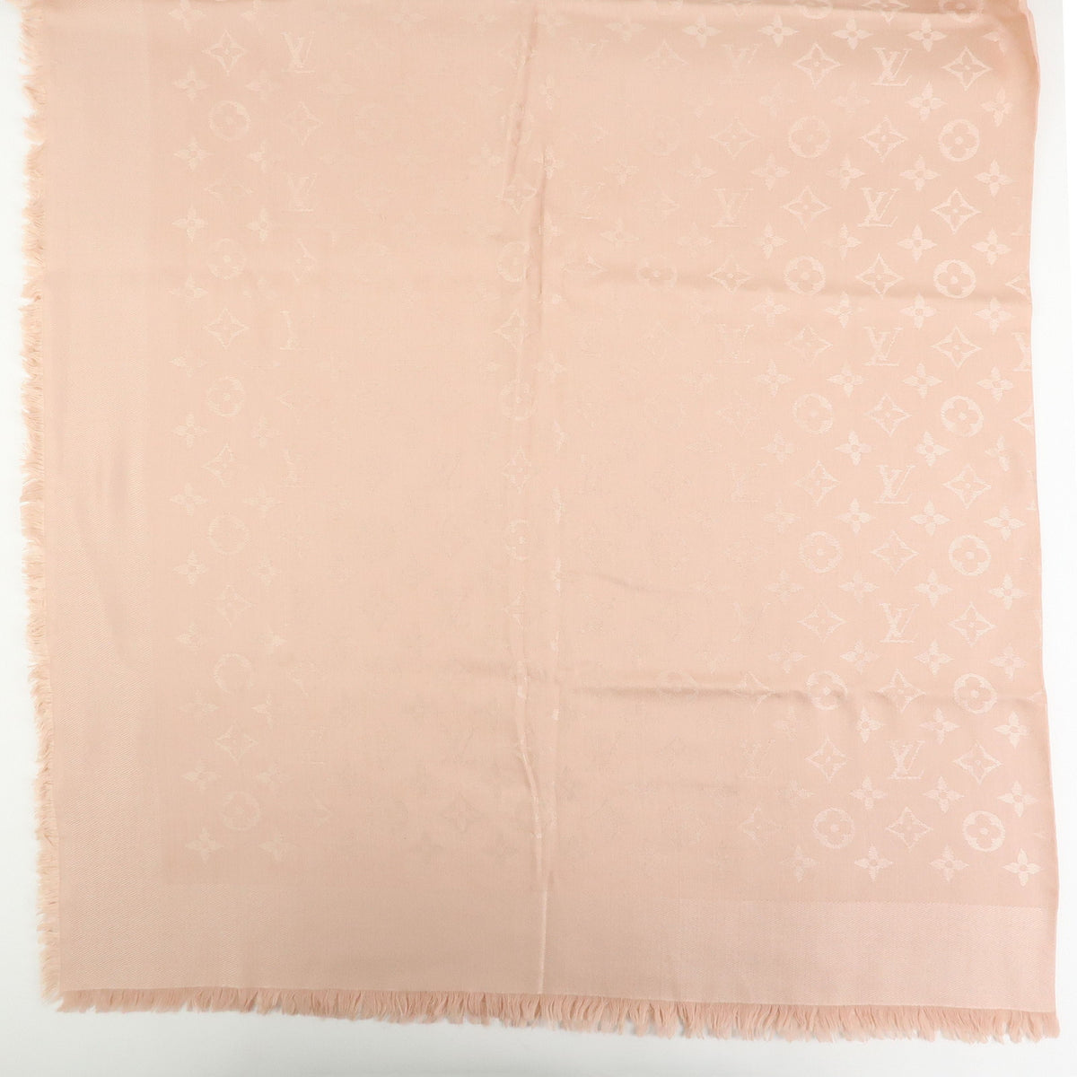 Louis Vuitton Monogram Silk Wool Shawl Scarf Rose Pink M72046