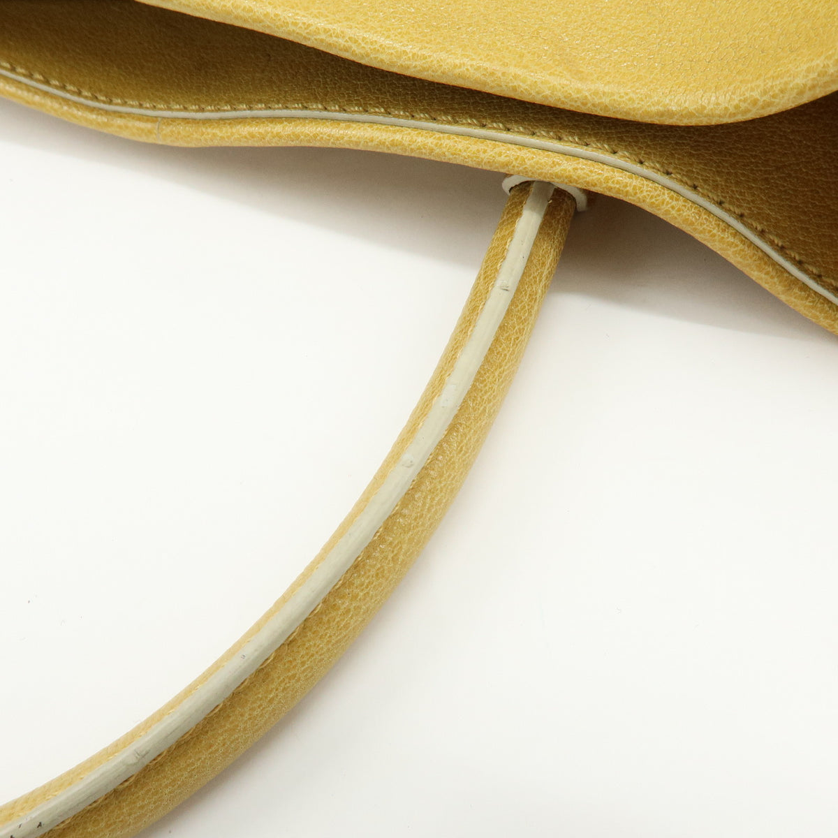 TOD'S Leather Tote Bag Shoulder Bag Hand Bag Stitches Mustard