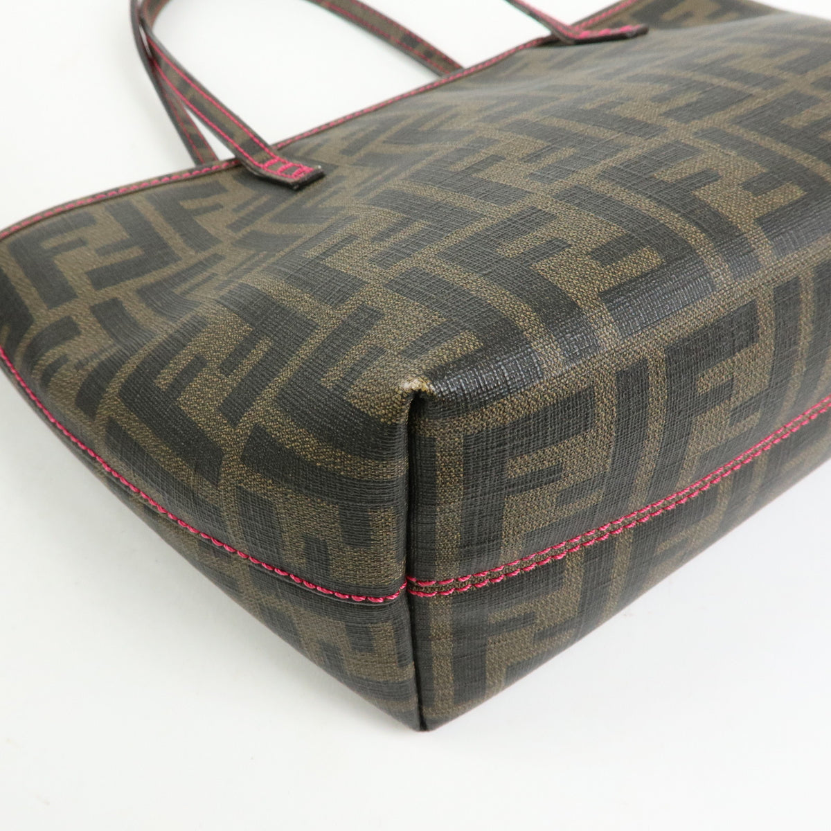 FENDI Zucca PVC Tote Bag Shoulder Bag Brown Pink 8BH223