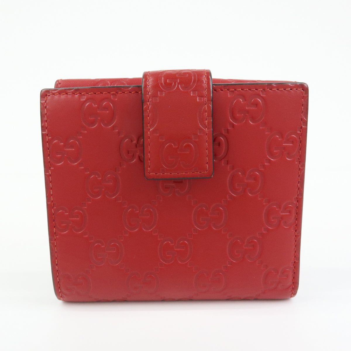GUCCI Guccissima Leather Bi-fold Compact Wallet Red 406925