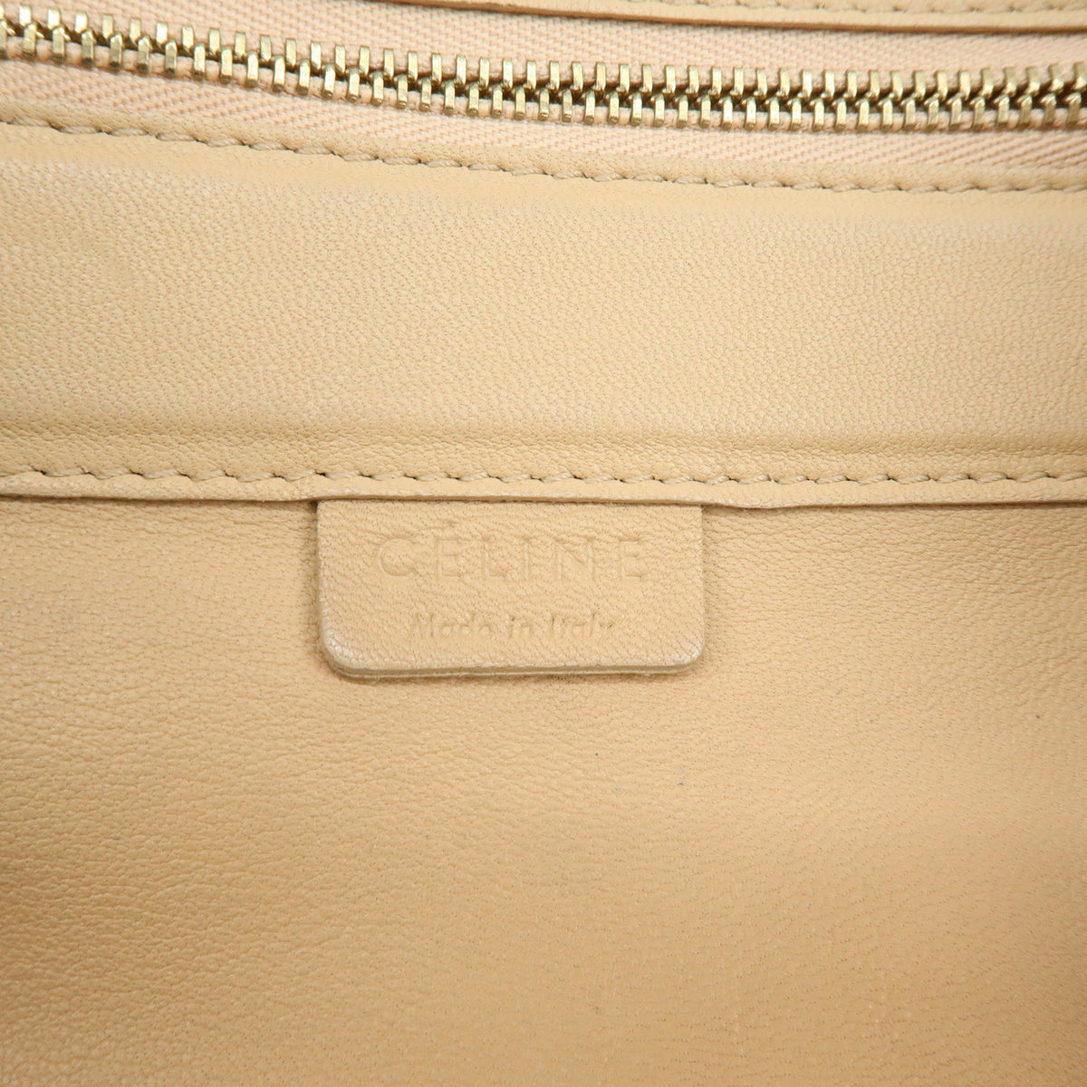 CELINE Horizontal Cabas Leather Tote Bag Hand Bag Beige Black