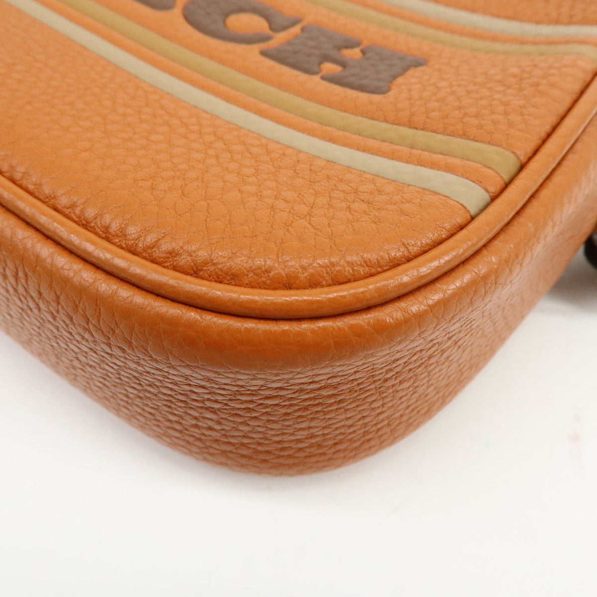 COACH Logo Leather Shoulder Bag Crossbody Bag Camel Brown