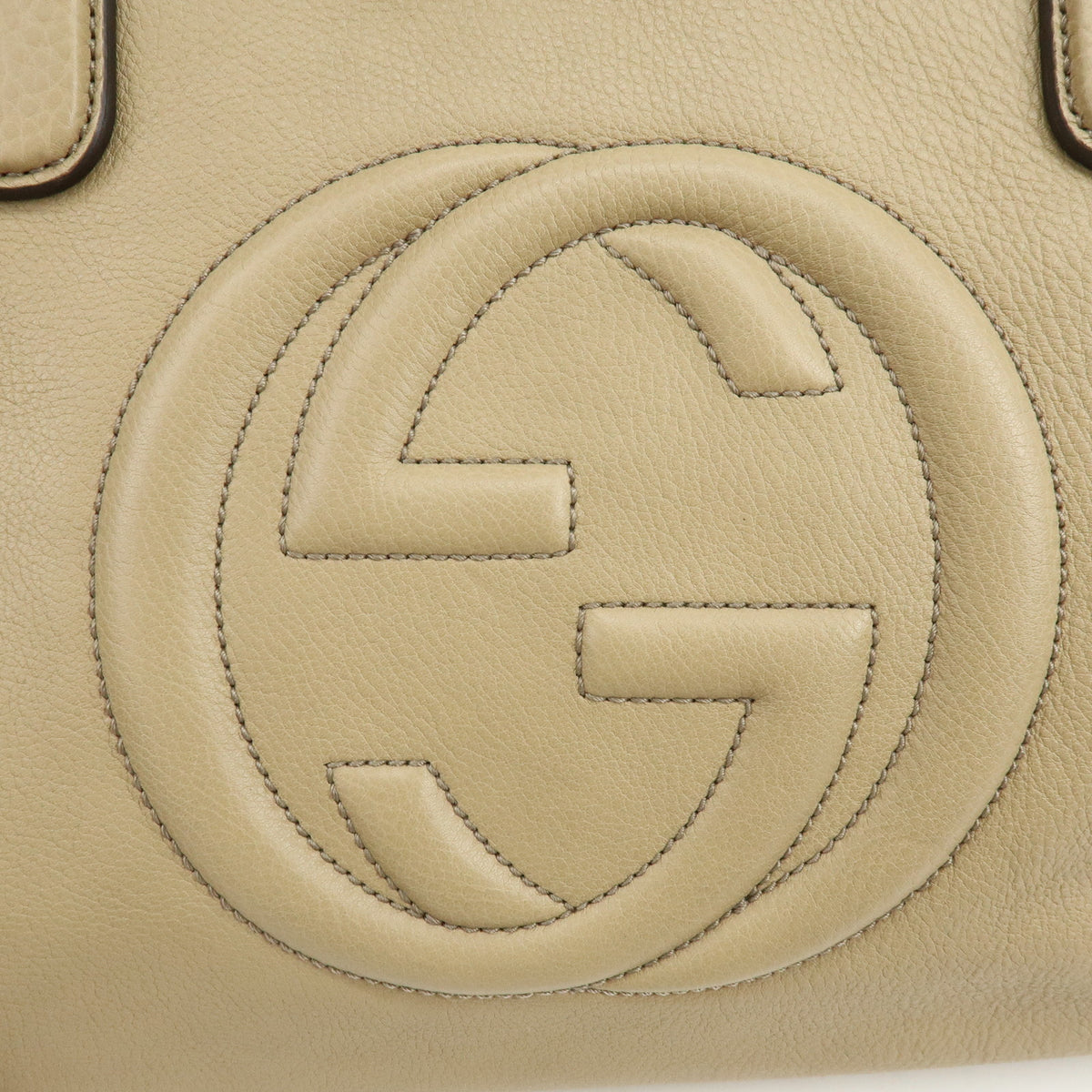 GUCCI SOHO Interlocking G Leather Shoulder Bag Hand Bag Beige 308363
