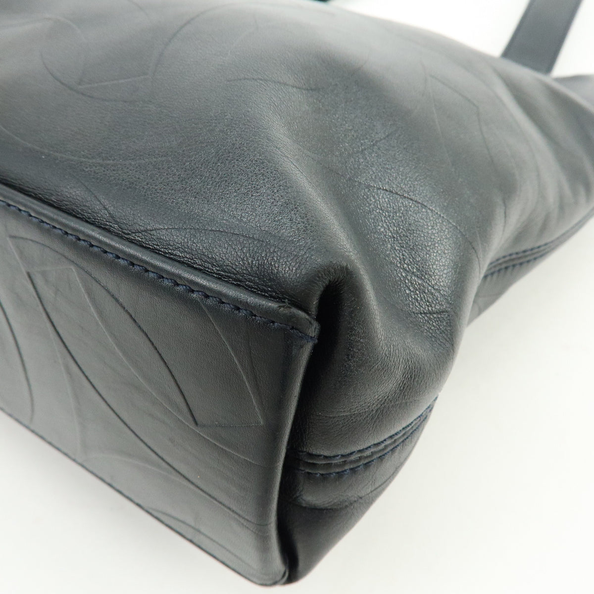 CHANEL COCO Mark Calf Leather Tote Bag Hand Bag Black