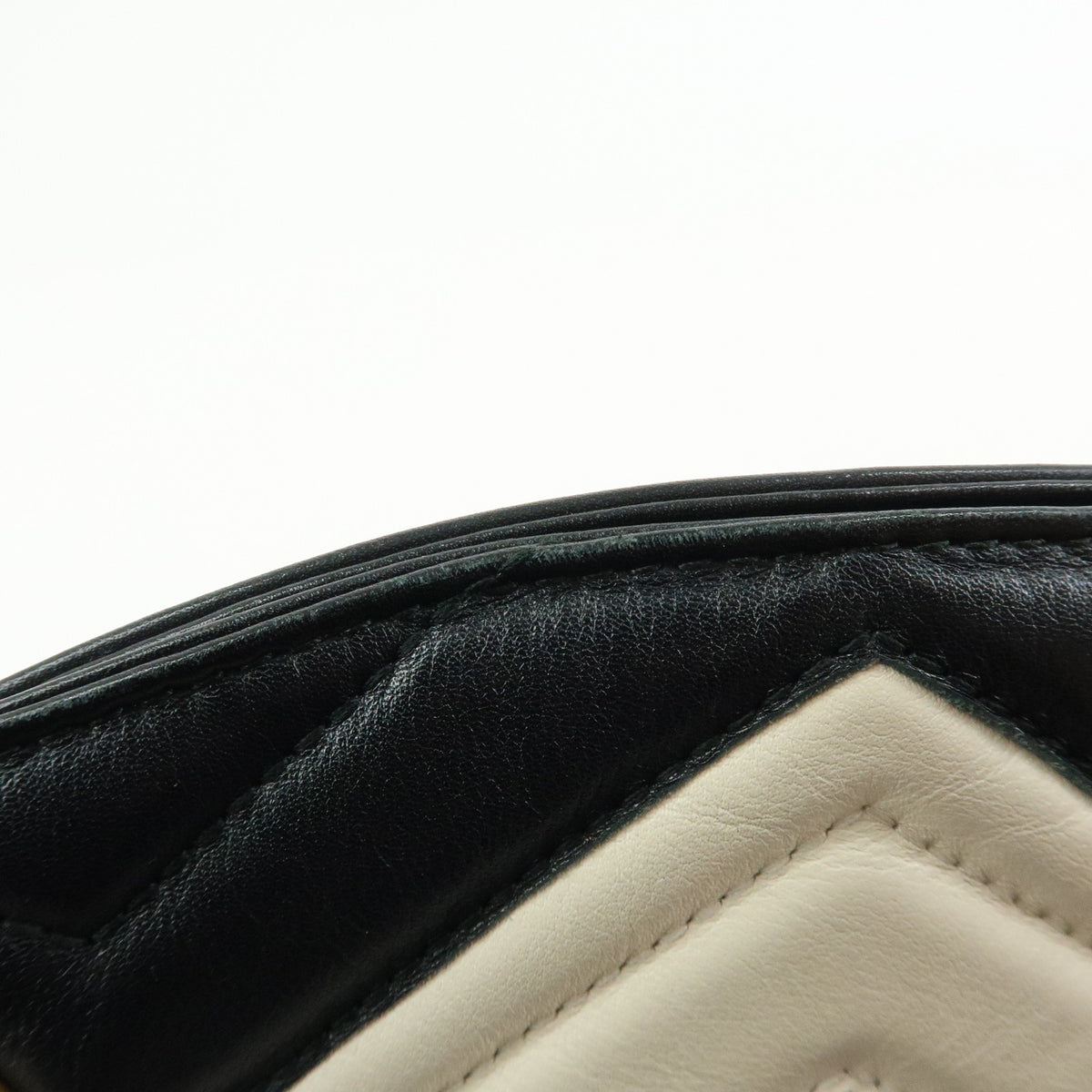 GUCCI GG Marmont Double G Leather Chain Shoulder Bag Black White 443501