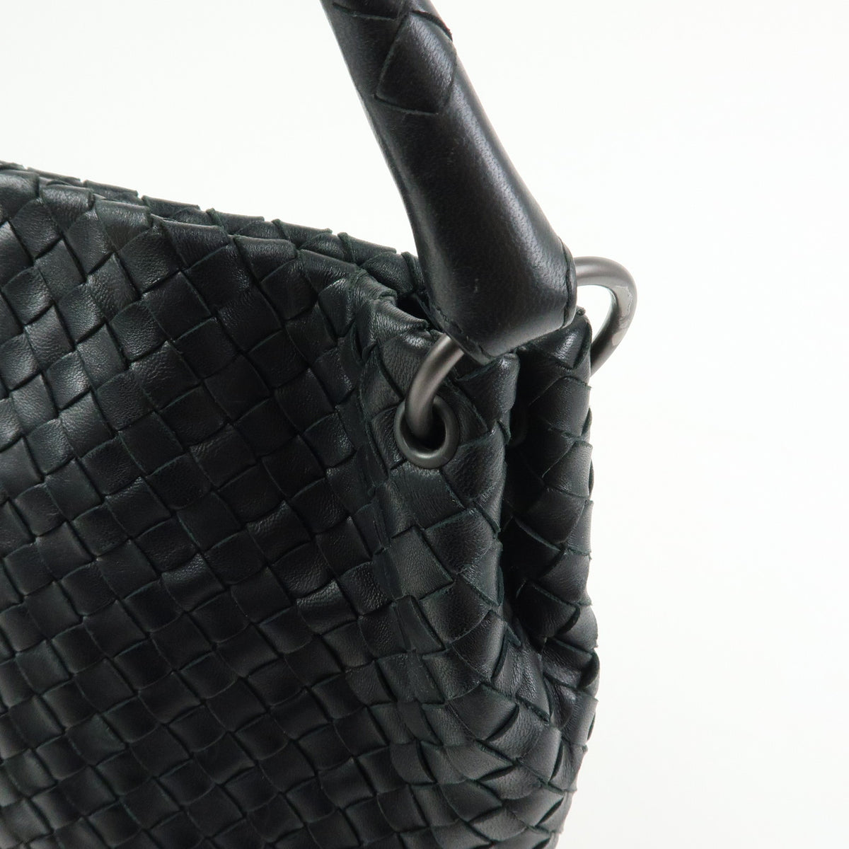 BOTTEGA VENETA Intrecciato Leather Bucket Bag Hand Bag Black 255690