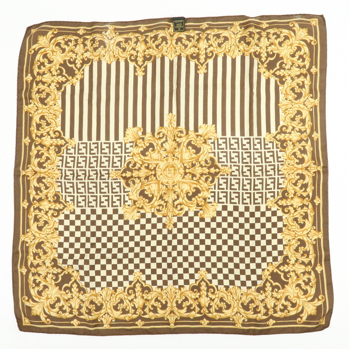 FENDI ETRO Lot of 2 Zucca Pequin Paisley Wool Silk Scarf Stawl