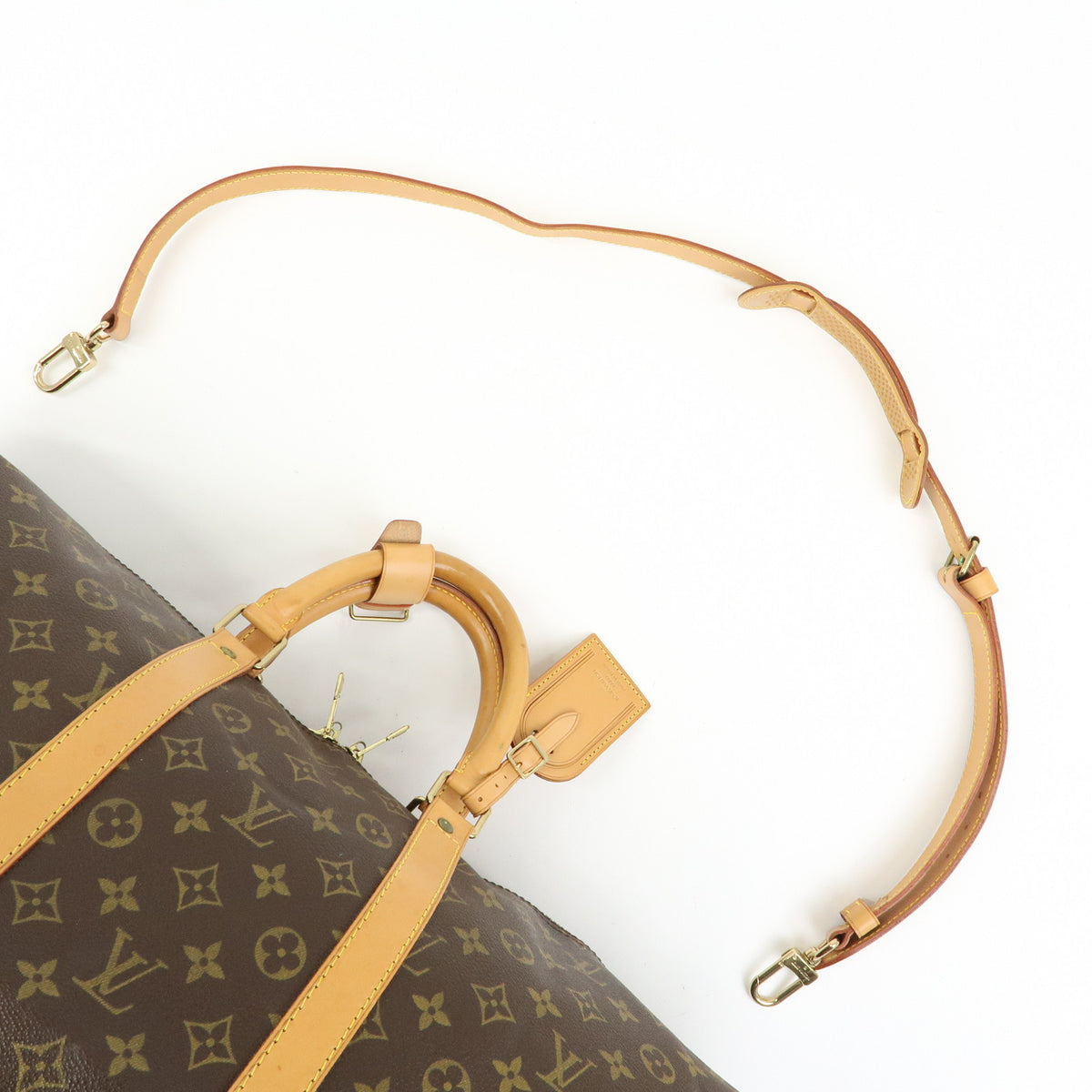 Louis Vuitton Monogram Keep All Bandouliere 55 Boston Bag Brown M41414