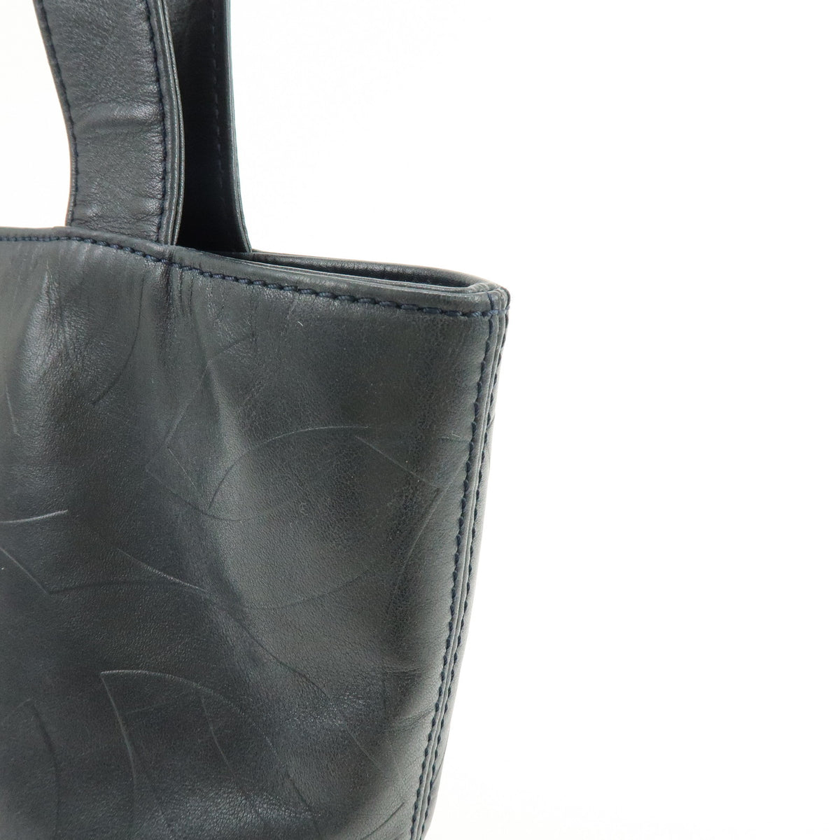 CHANEL COCO Mark Calf Leather Tote Bag Hand Bag Black