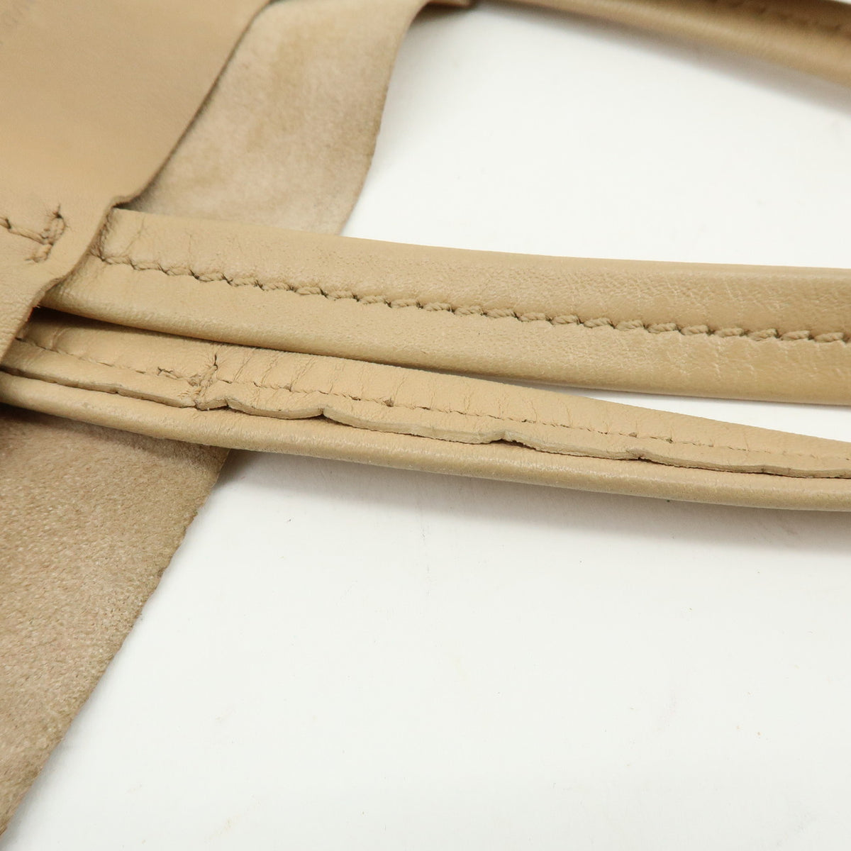 CELINE Horizontal Cabas Leather Tote Bag Hand Bag Beige Black