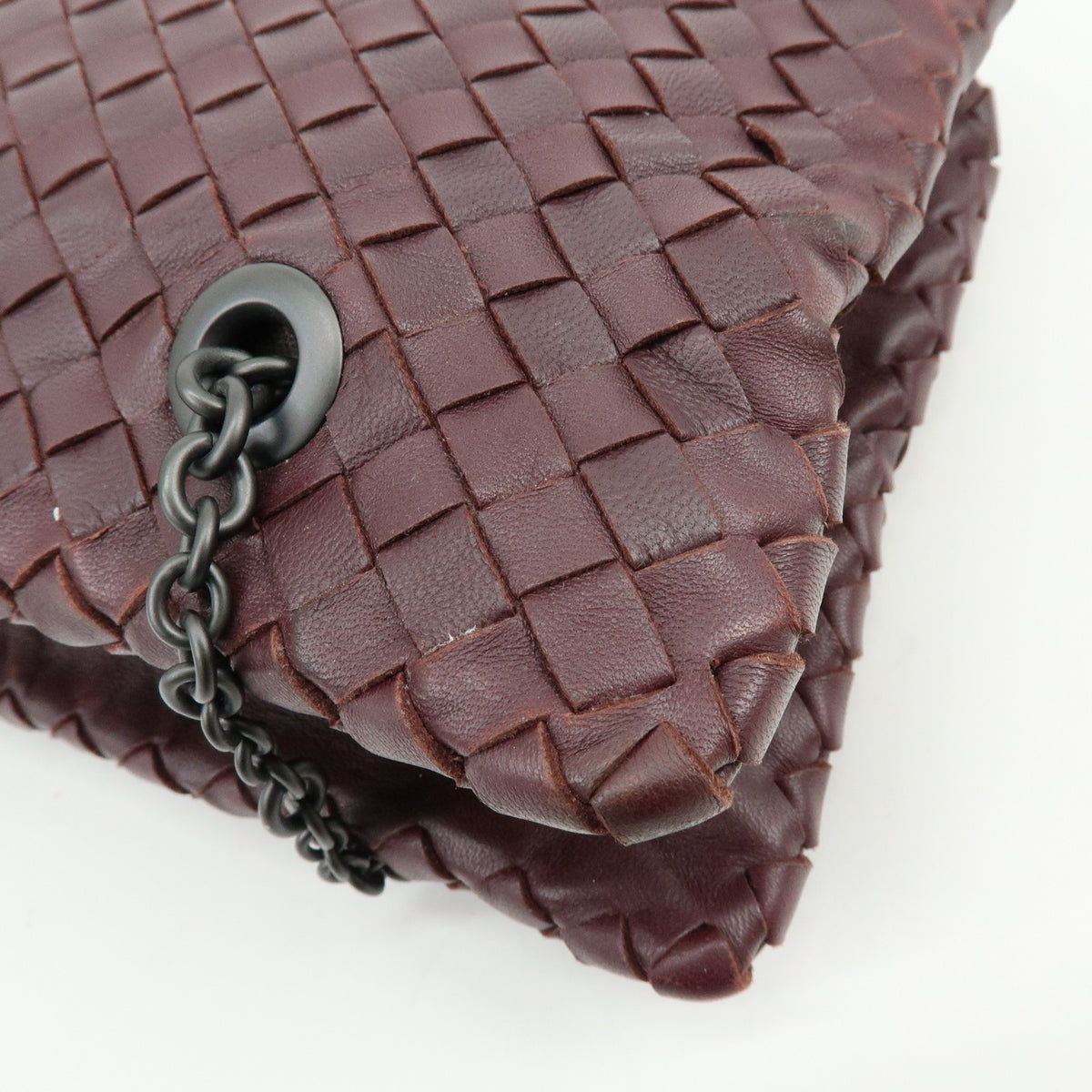 BOTTEGA VENETA intrecciato Leather Shoulder Bag Bordeaux Wine Red