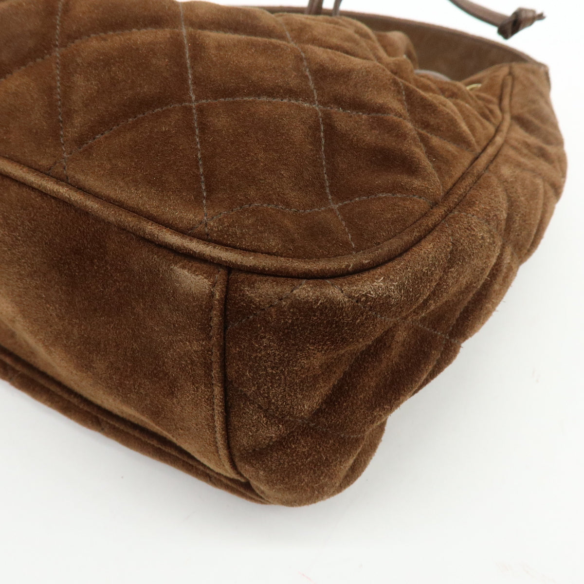 CHANEL Matelasse Suede Leather Shoulder Bag Crossbody Bag Brown