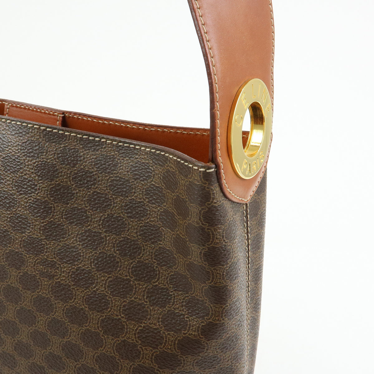 CELINE Macadam PVC Leather Shoulder Bag Hand Bag Brown