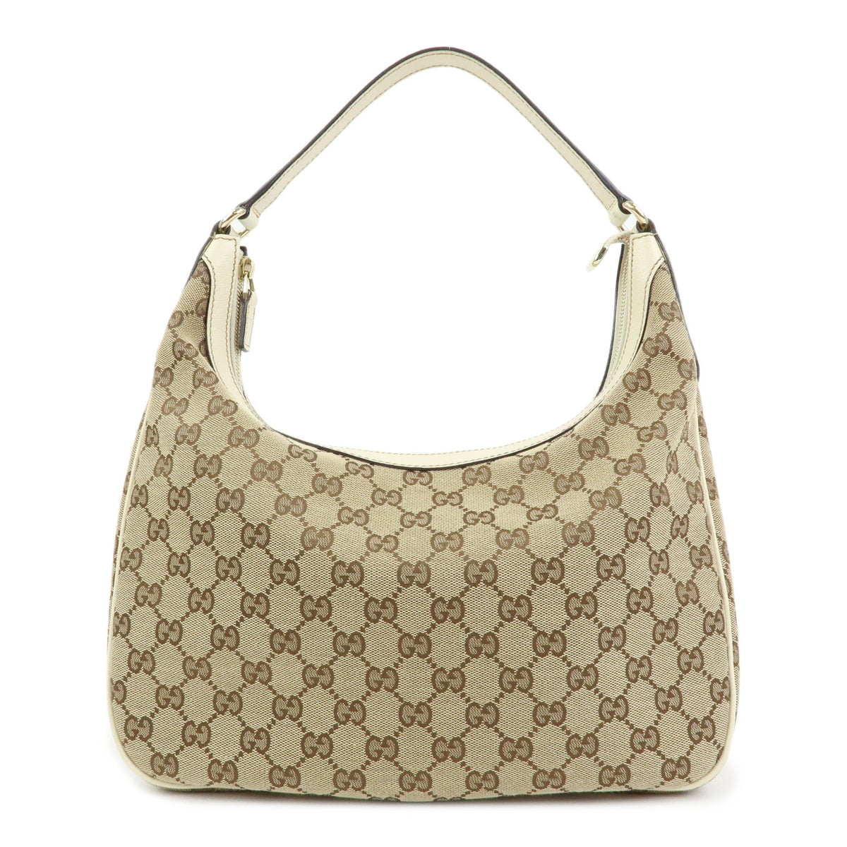 GUCCI GG Canvas Leather Shoulder Bag Hand Bag Beige White 153010